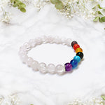Load image into Gallery viewer, Rose Quartz 7 Chakra Bracelet