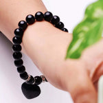 Load image into Gallery viewer, Black Tourmaline Bracelet With Mini Heart Charm