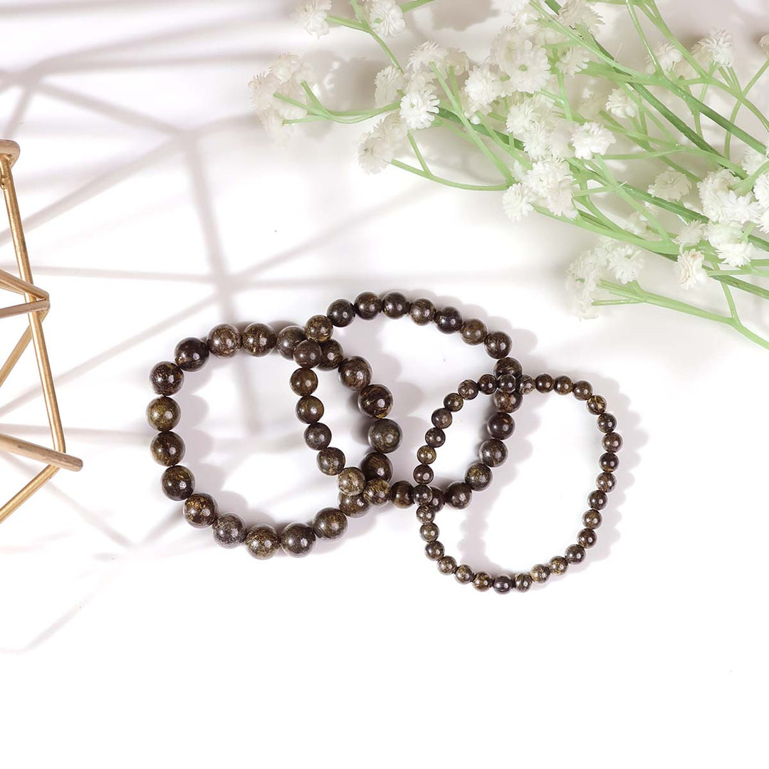 Bronzite Round Beads Bracelet