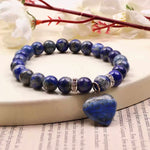 Load image into Gallery viewer, Lapis Lazuli Bracelet With Mini Heart Charm