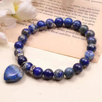 Load image into Gallery viewer, Lapis Lazuli Bracelet With Mini Heart Charm