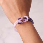 Load image into Gallery viewer, Rose Quartz & Amethyst Faceted Knot Bracelet 4mm