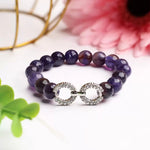 Load image into Gallery viewer, Amethyst Faceted Beads Infinity Charm Bracelet