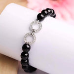 Load image into Gallery viewer, Black Tourmaline Faceted Beads Infinity Charm Bracelet