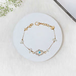 Load image into Gallery viewer, Citrine Chips Hamsa Hand Charm Chain Bracelet