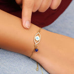 Load image into Gallery viewer, Evil Eye Pearl Charm Golden Chain Bracelet