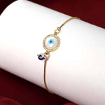 Load image into Gallery viewer, Evil Eye Pearl Charm Golden Chain Bracelet