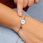 Load image into Gallery viewer, Evil Eye Pearl Charm Silver Chain Bracelet
