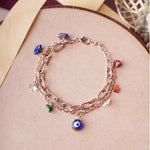 Load image into Gallery viewer, Evil Eye Seven Chakra Chips Chain Bracelet