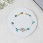 Load image into Gallery viewer, Firoza (Turquoise) Chips Hamsa Hand Charm Chain Bracelet