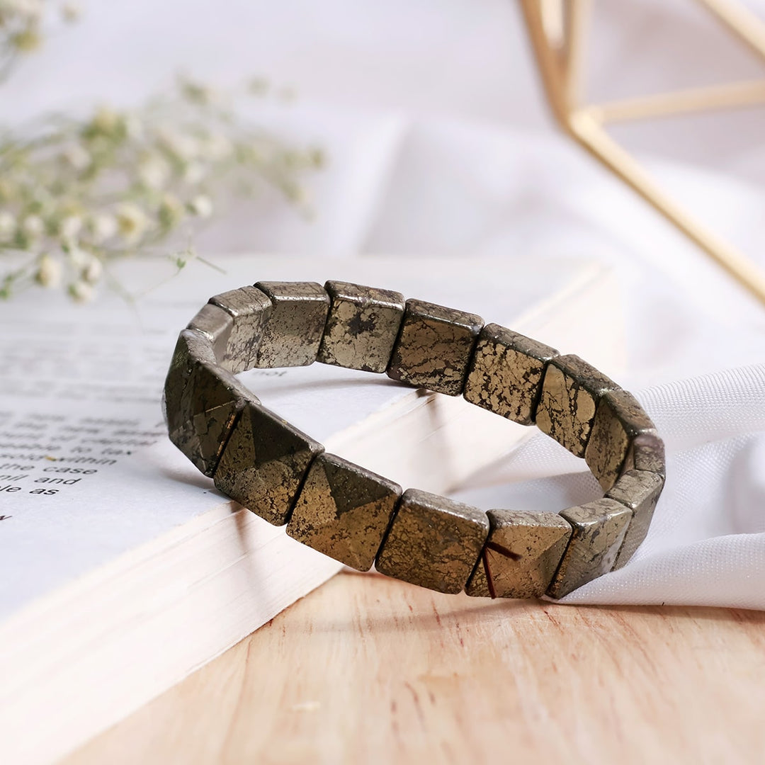 Pyrite Bracelet In Pyramid Shape Beads