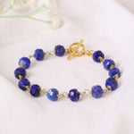 Load image into Gallery viewer, Lapis Drum Faceted Chain Bracelet
