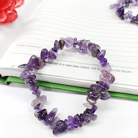 Amethyst Chips Elastic Bracelet