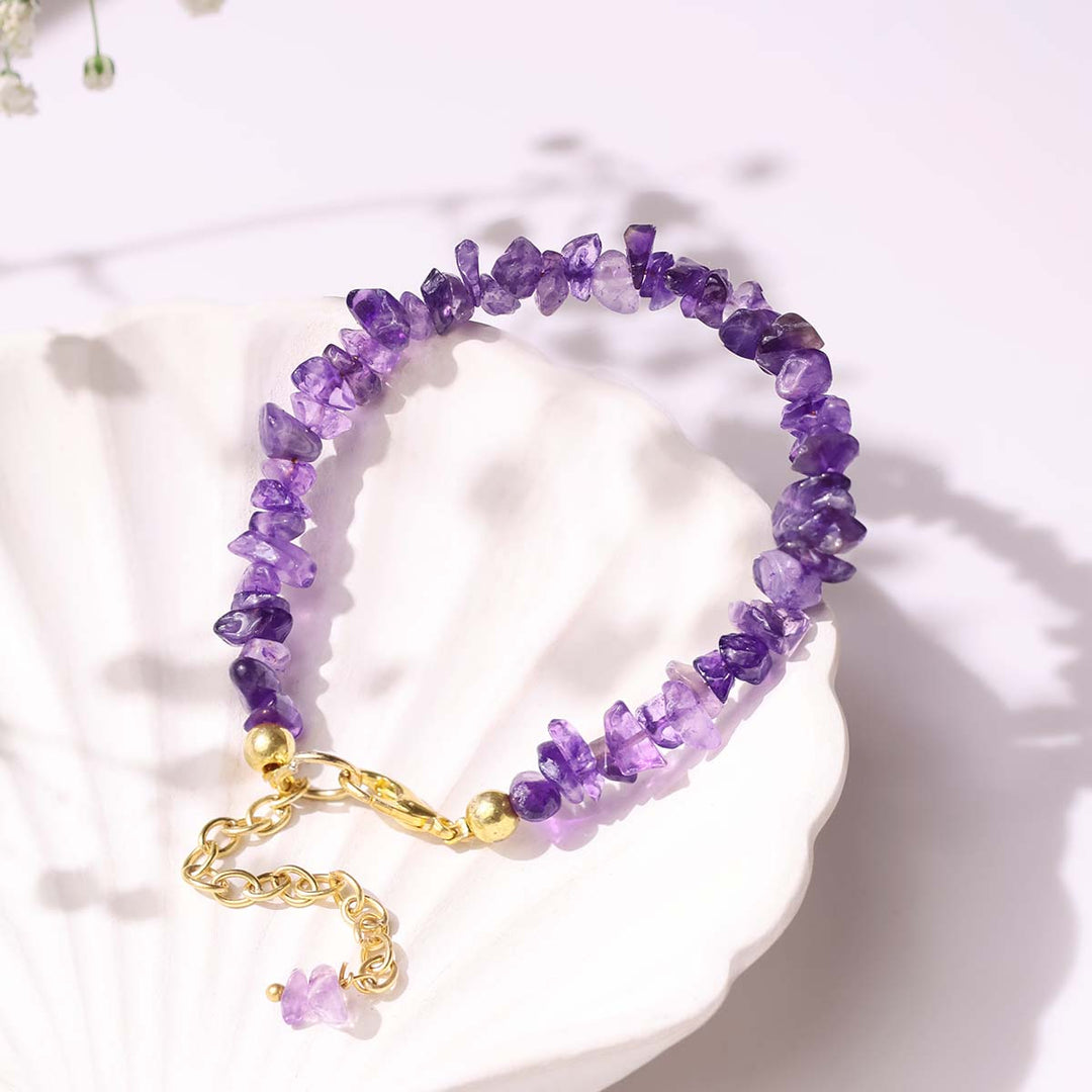 Amethyst Chips Chain Bracelet