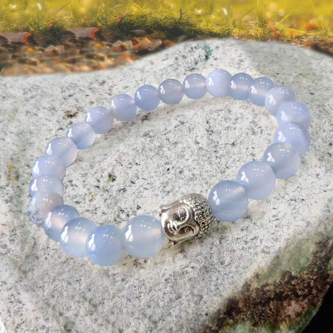 Blue Lace Agate Buddha Bracelet