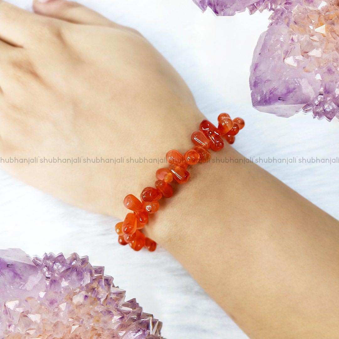 Red Carnelian Tear Drop Beads Bracelet