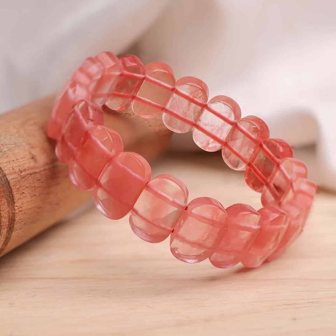 Cherry Quartz Oval Faceted Bracelet