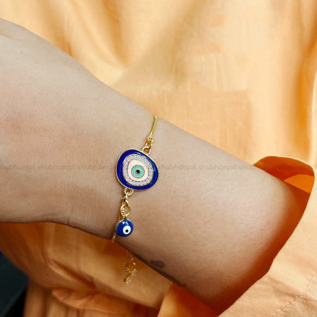 Evil Eye Chain Bracelet with Small Evil Eye Charm, Bracelet for Nazar Dosh