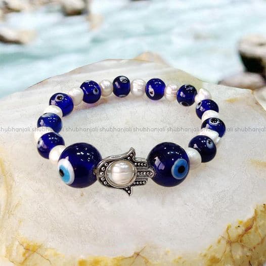 Evil Eye Hamsa Pearl Bracelet