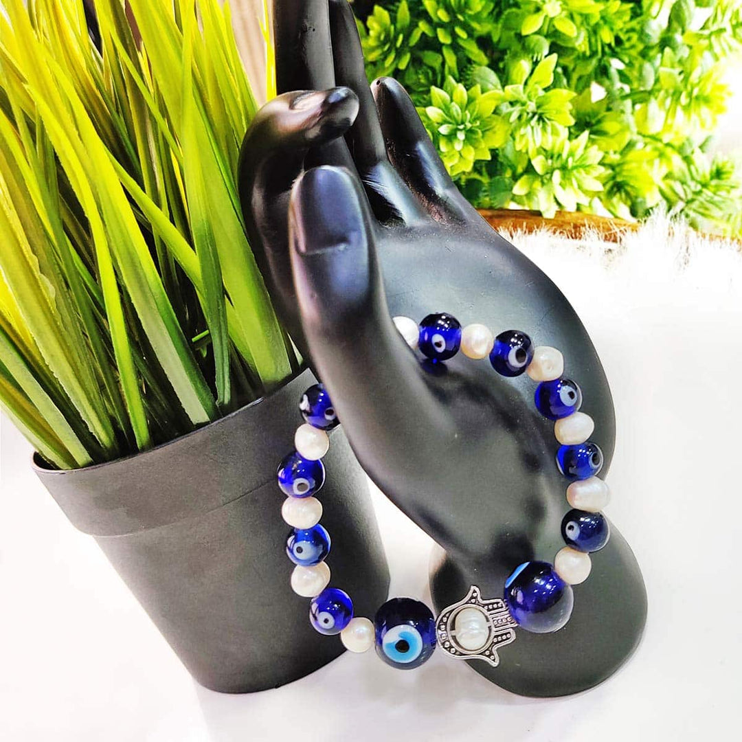 Evil Eye Hamsa Pearl Bracelet