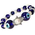 Load image into Gallery viewer, Evil Eye Hamsa Pearl Bracelet

