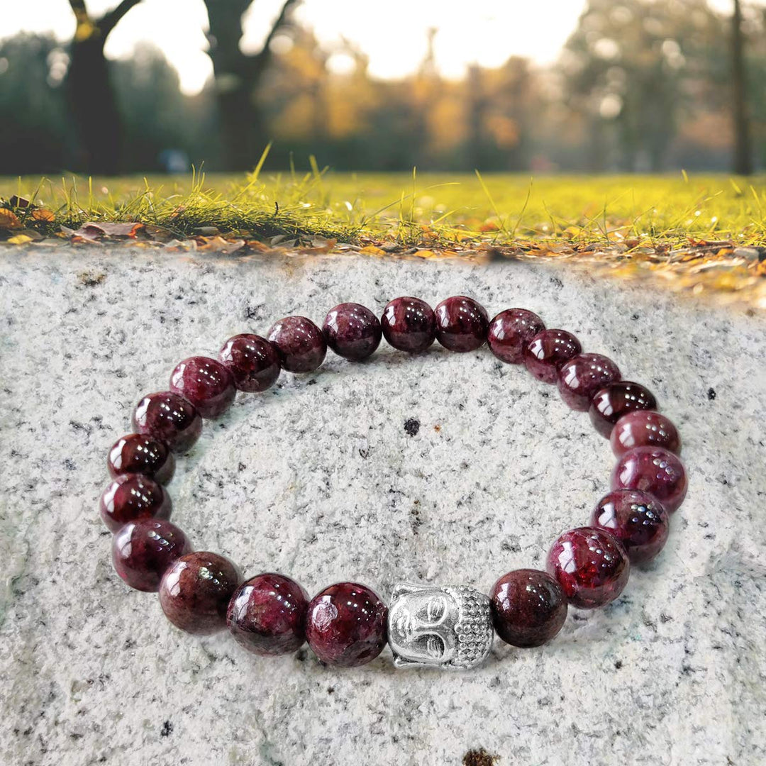 Garnet Buddha Bracelet