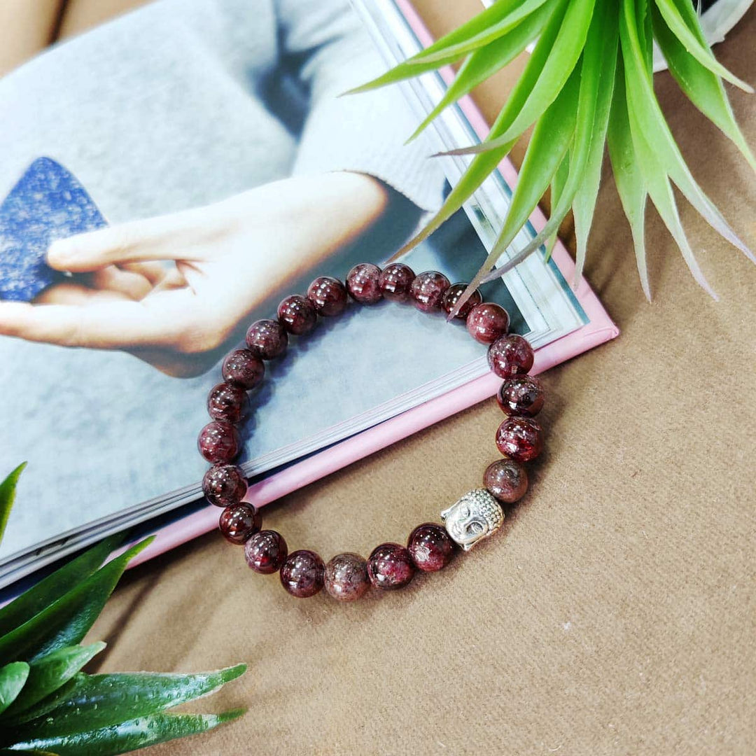 Garnet Buddha Bracelet