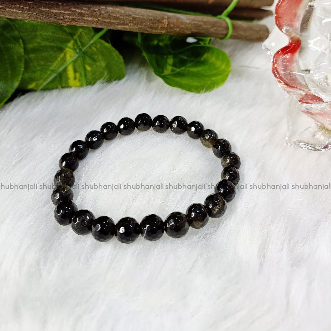 Golden Sheen Obsidian Faceted Bracelet