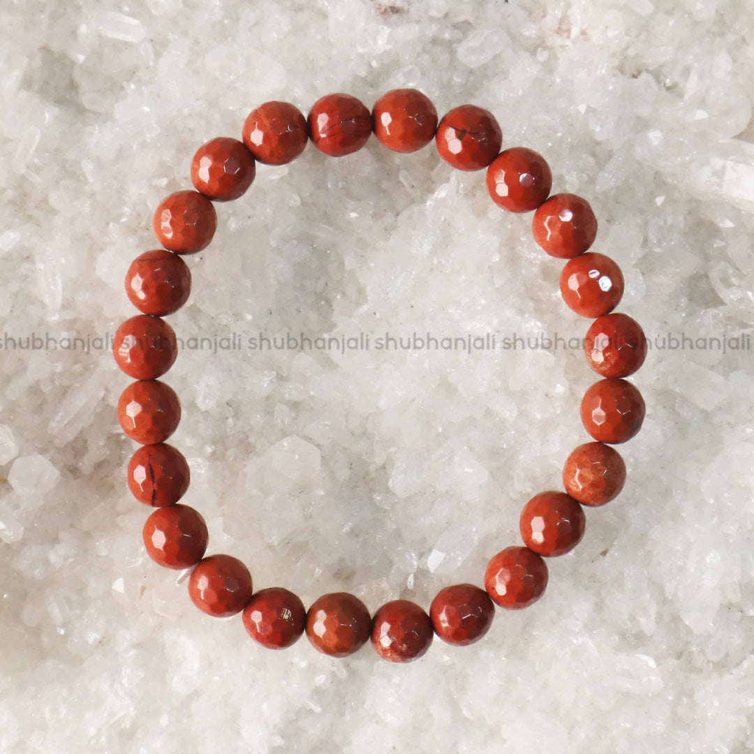 Red Jasper Faceted Elastic Bracelet 8mm