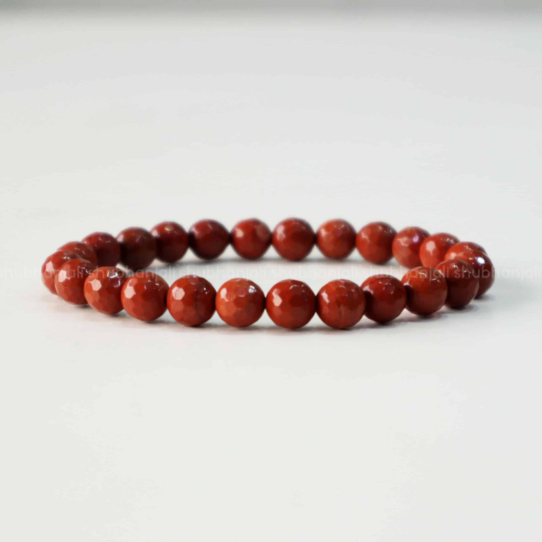 Red Jasper Faceted Elastic Bracelet 8mm