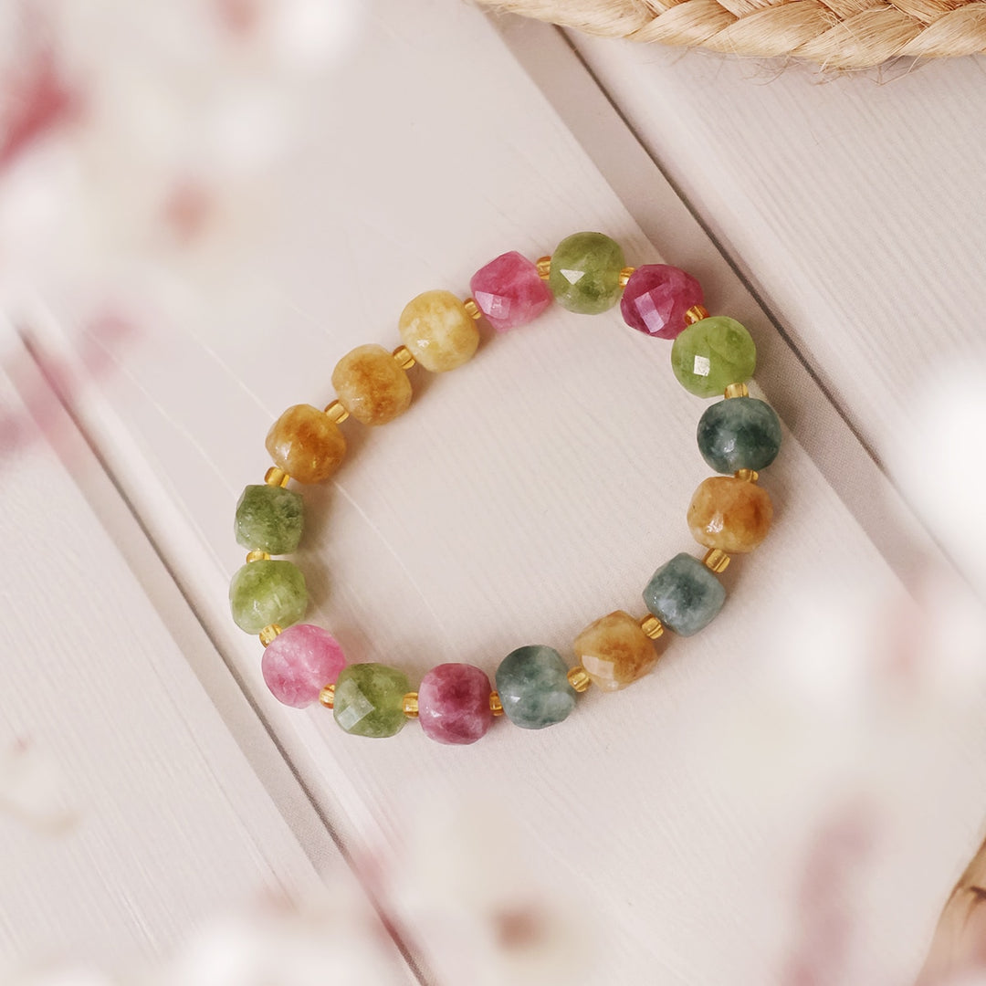 Multi Tourmaline Box Faceted Bracelet (Dyed)