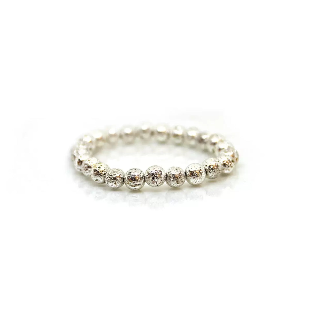 Lava Silver Metallic 8 mm Stone Bracelet