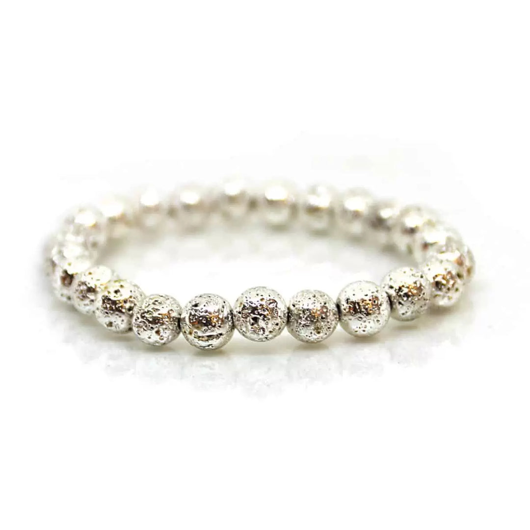 Lava Silver Metallic 8 mm Stone Bracelet