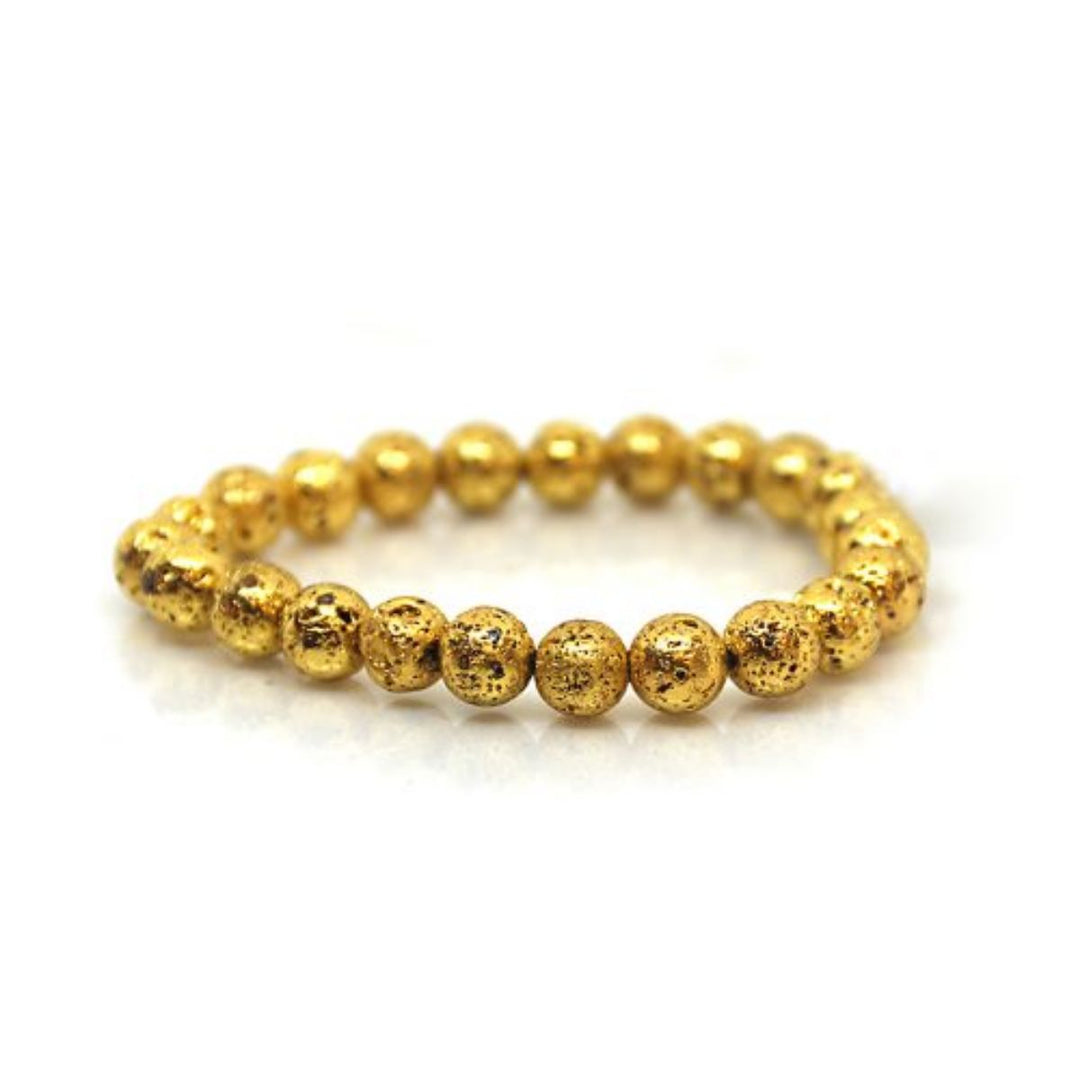 Lava Gold Metallic Bracelet 8 mm Stone Bracelet