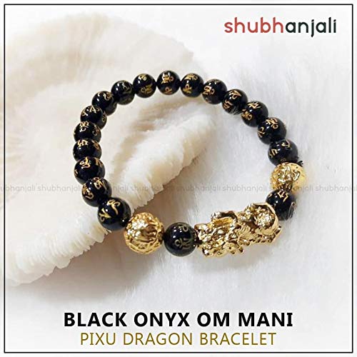 Black Onyx Om Mani Pixiu Dragon Bracelet 10mm