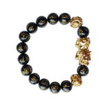 Load image into Gallery viewer, Black Onyx Om Mani Pixiu Dragon Bracelet 10mm
