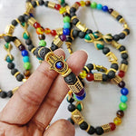 Load image into Gallery viewer, Lava 7 Chakra Evil Eye Hamsa Bracelet

