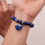 Load image into Gallery viewer, Lapis Lazuli Bracelet With Mini Heart Charm
