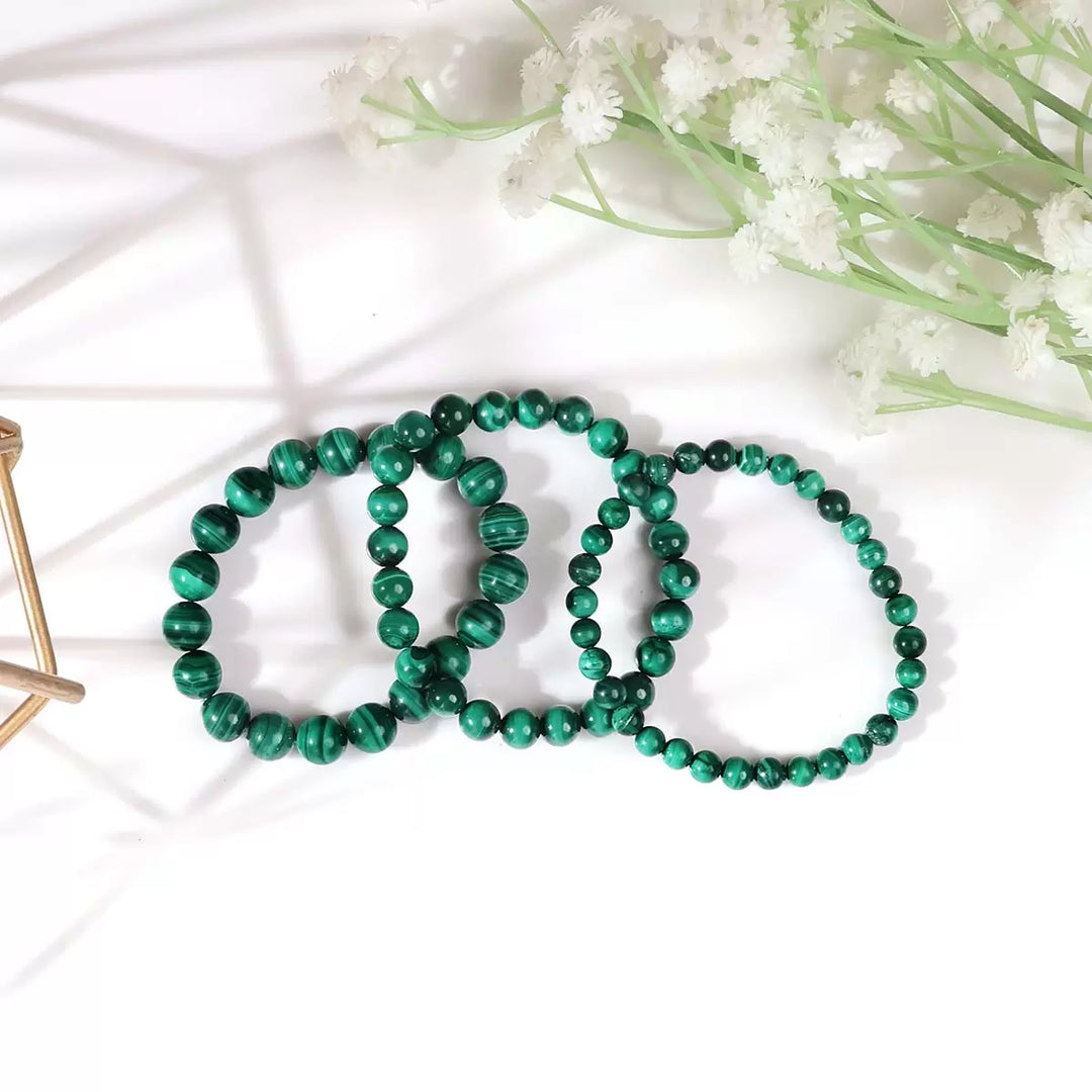 Malachite Bracelet In Round Beads