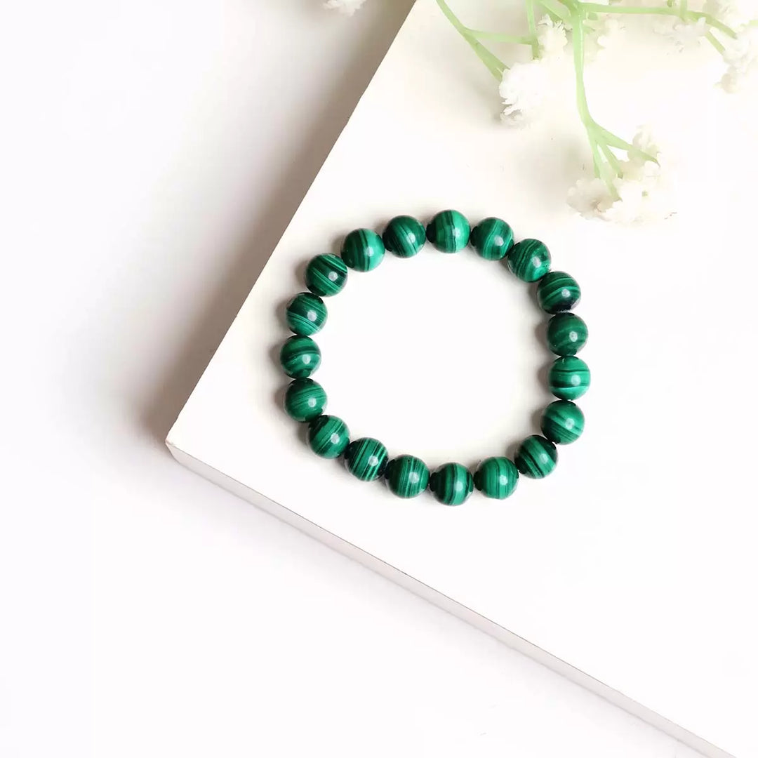 Malachite Bracelet In Round Beads