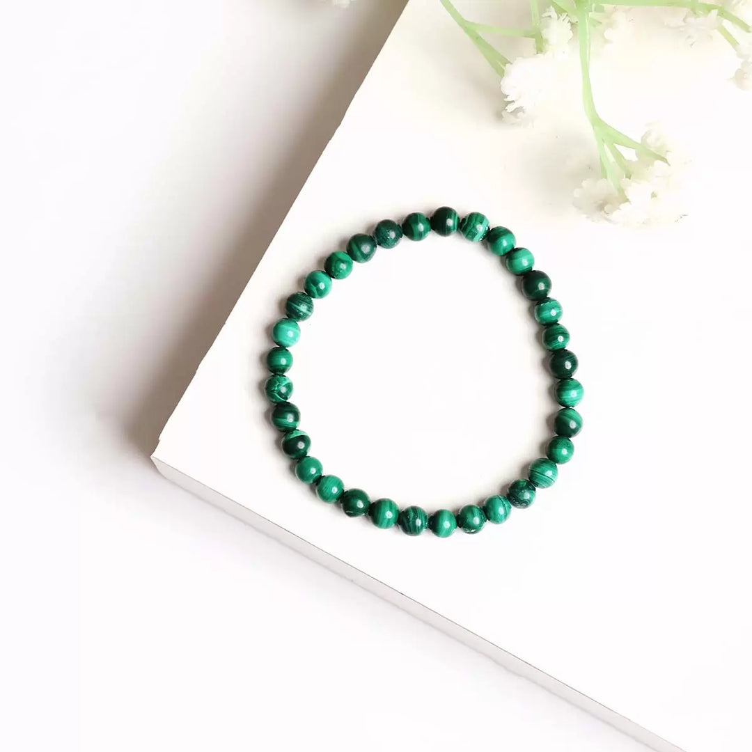 Malachite Bracelet In Round Beads