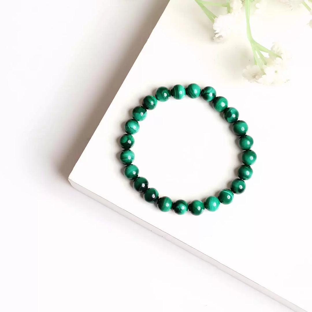 Malachite Bracelet In Round Beads