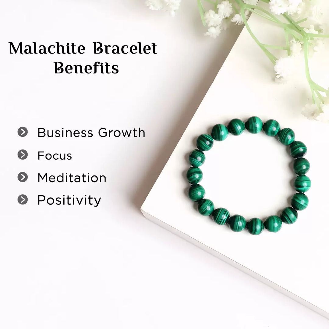 Malachite Bracelet In Round Beads