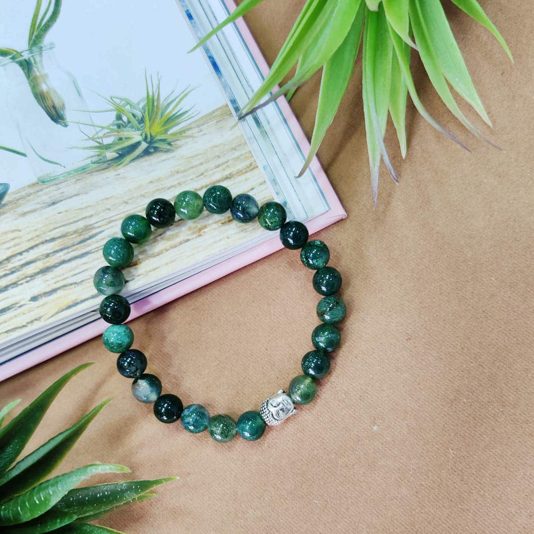 Moss Agate Buddha Bracelet