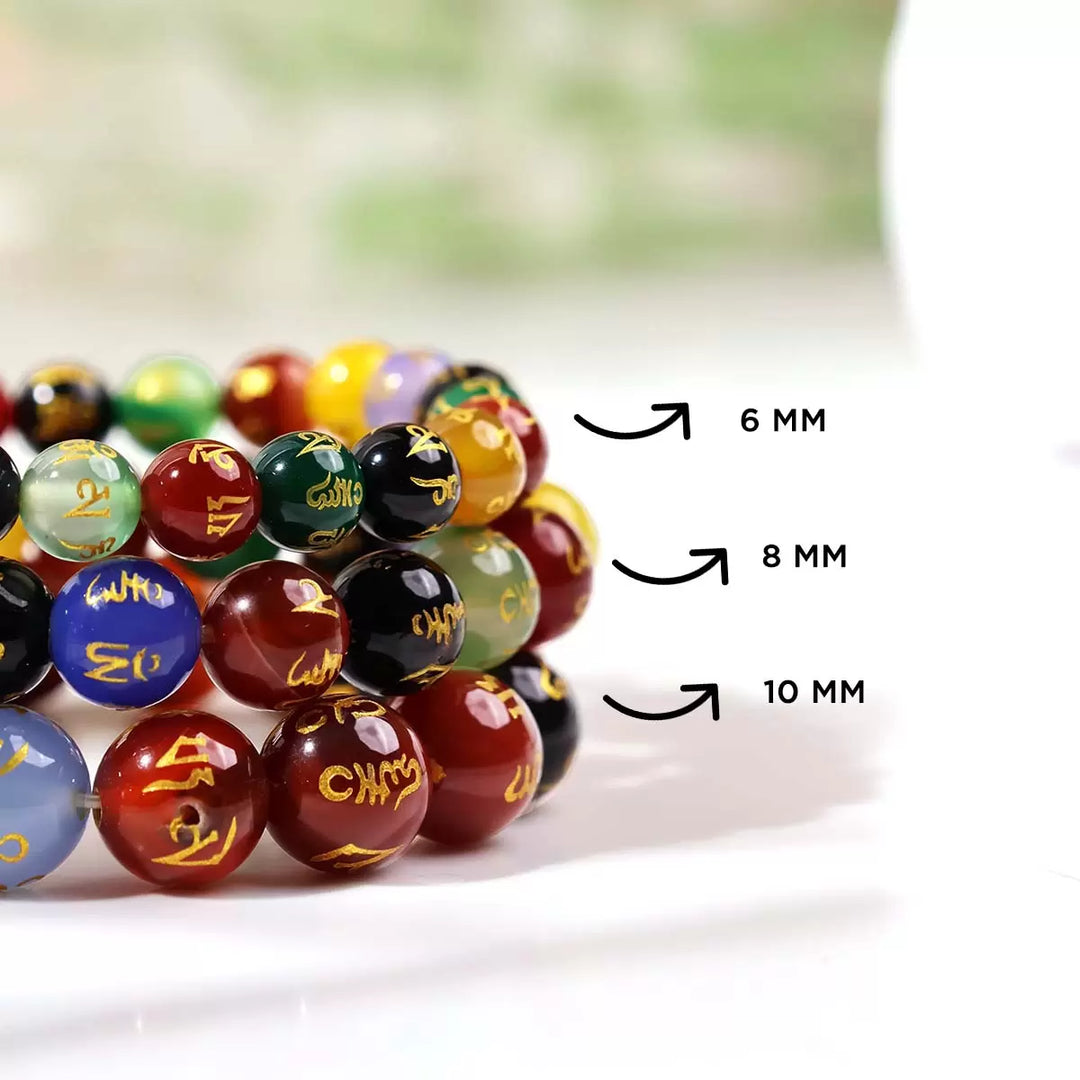 Om Mani Padme Hum Bracelet In Round Beads