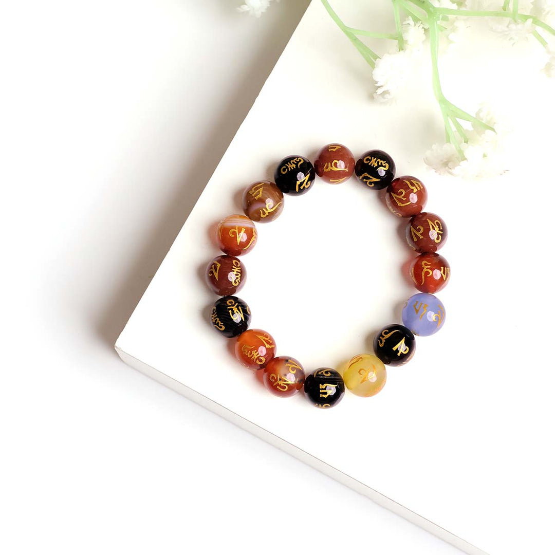 Om Mani Padme Hum Round Beads Bracelet