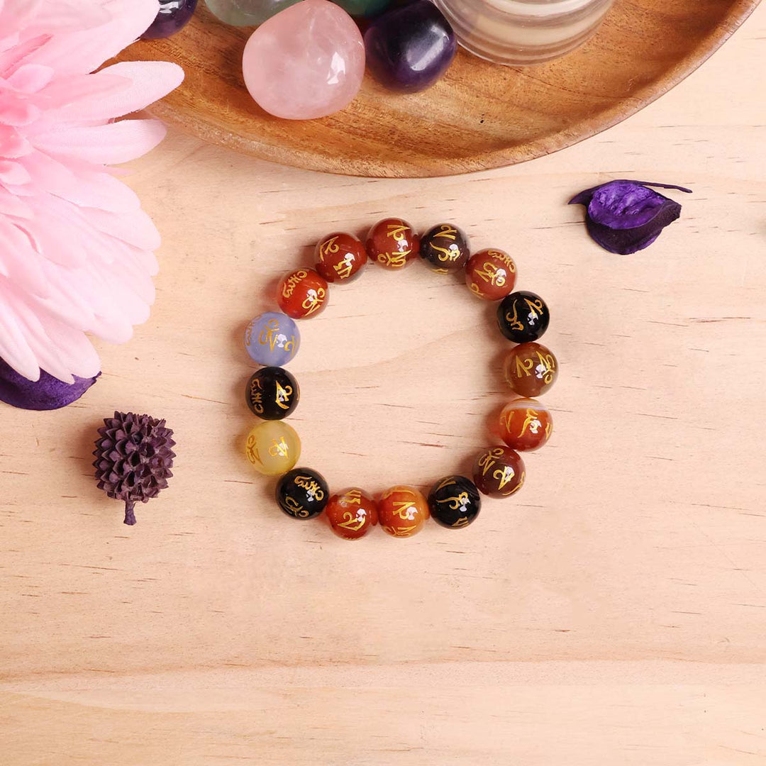 Om Mani Padme Hum Round Beads Bracelet