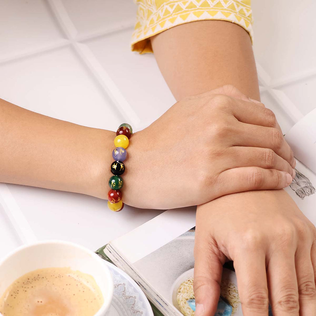 Om Mani Padme Hum Round Beads Bracelet