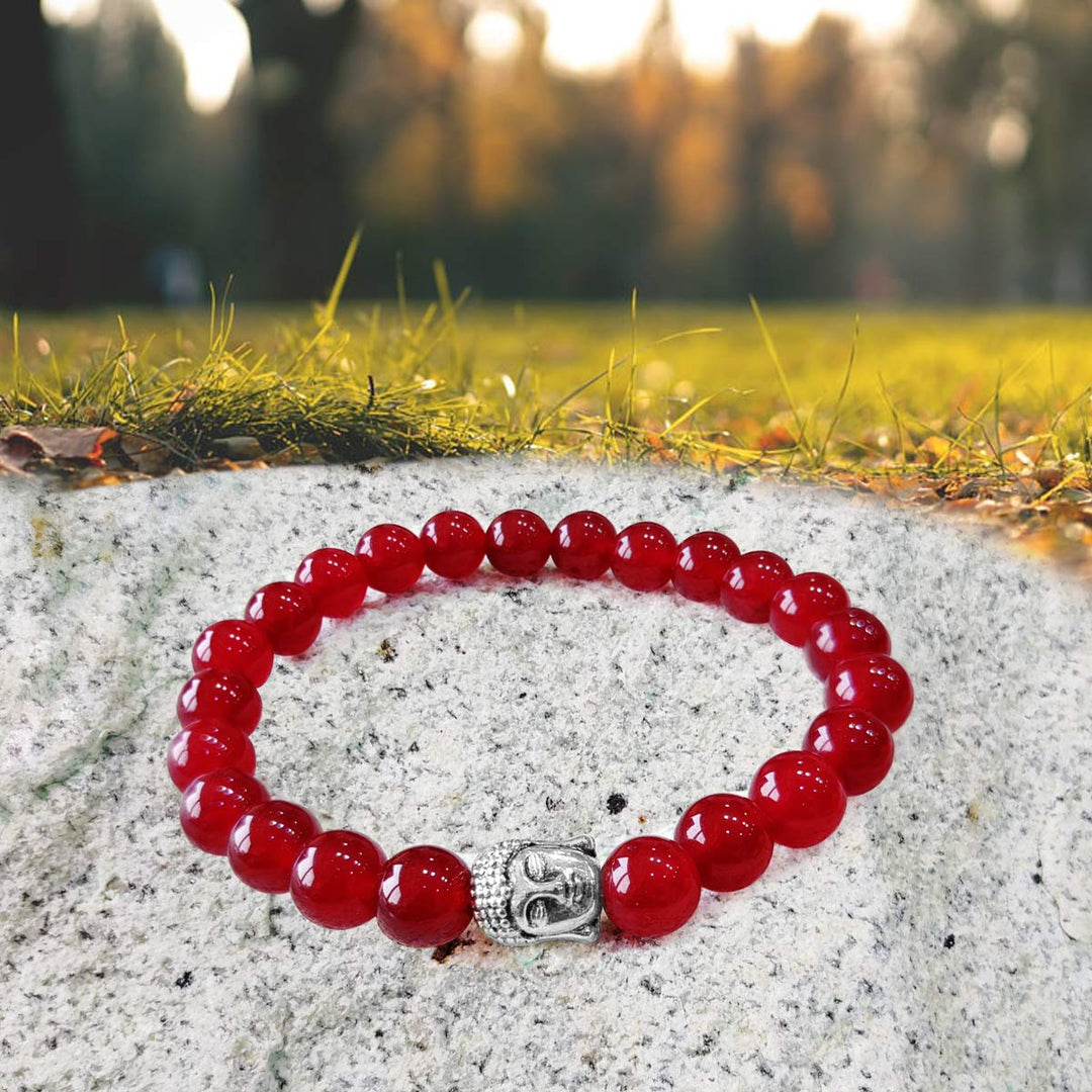 Onyx Ruby Buddha Bracelet