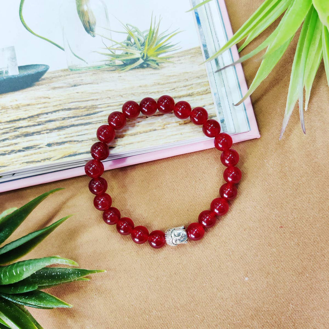 Onyx Ruby Buddha Bracelet